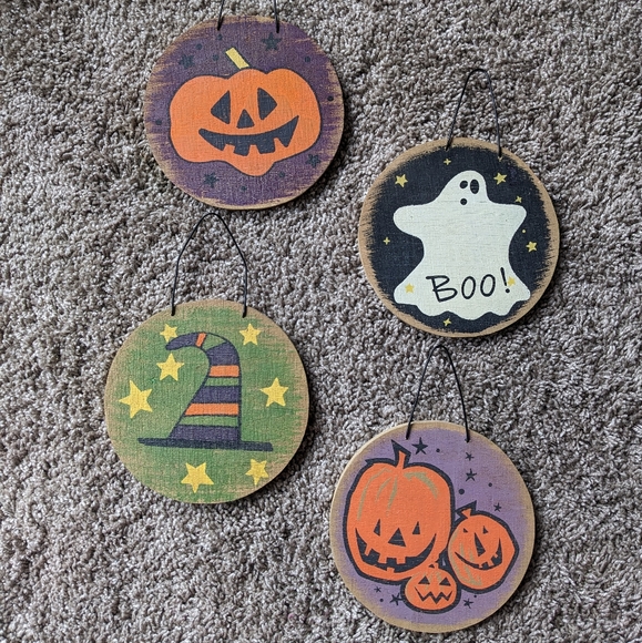Wooden Halloween Decor 🎃 pumpkins, ghost & witch hat - Picture 1 of 5